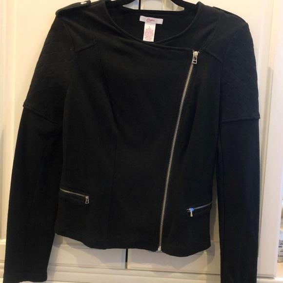 Candie’s Junior Black Moto Zip Cropped Jacket Size Medium - Picture 9 of 12